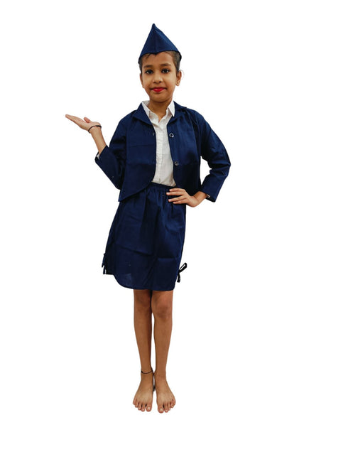 BookMyCostume Airline Air Hostess Kids Fancy Dress Costume for Girls - Blue